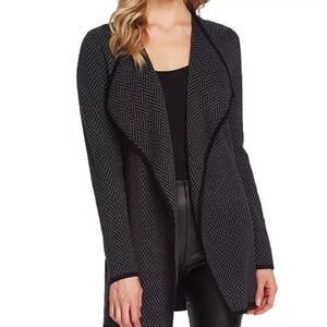 Vince Camuto Black & Grey Herringbone Open Cardigan – Size Medium